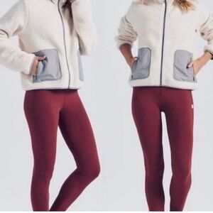 Vuori Cream Teddy Jacket with Gray Pockets